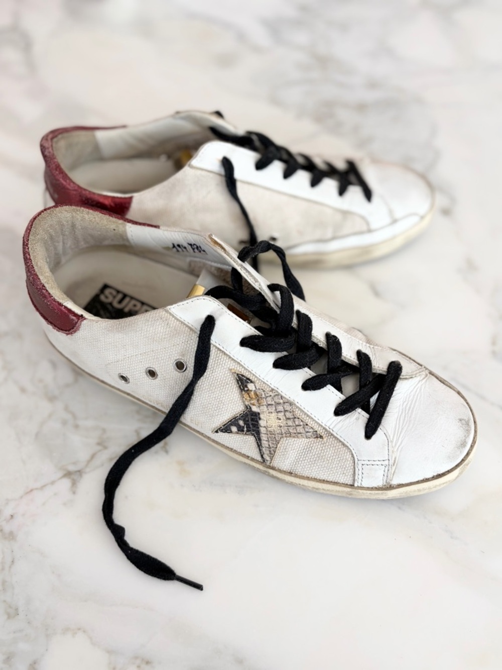 Golden Goose Women’s Superstar Canvas/Snake-Print Limited Edition Sneakers 39